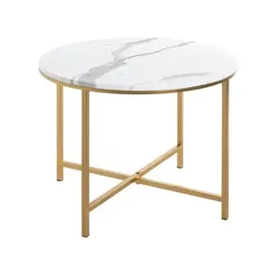 Kulatý konferenční stolek Albufeira 60 cm, zlatý/mramorový obraz