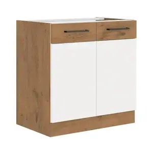 Kuchyňská dřezová skříňka Vigo, dub lancelot/bílý lesk, šířka 80 cm obraz