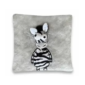 Dětský plyšový polštář 3D zebra 25x25 cm, šedý obraz