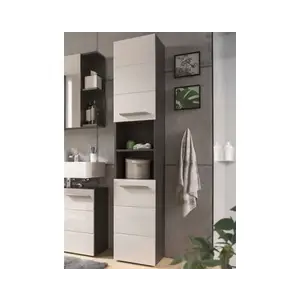 Vysoká koupelnová skříňka Gloss, antracit/bílá lesk obraz