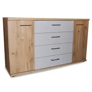 Široká komoda Kanada, 149 cm, dub bianco/šedá obraz