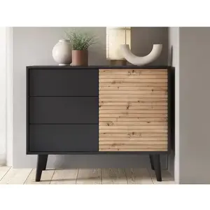 Skříňka se zásuvkami Willow, černá/dub artisan obraz