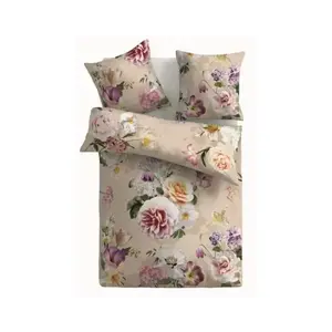 Povlečení Erika, béžové, květinový motiv obraz