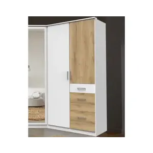 Šatní skříň bez zrcadla Click, 91 cm, bílá/prkenný dub obraz