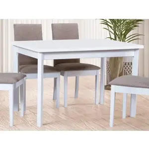 Obdélný jídelní stůl Maxim 120x80 cm, bělená borovice/bílý obraz