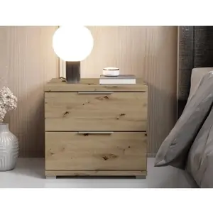 Noční stolek se 2 zásuvkami Smilla, výška 43 cm, dub artisan obraz