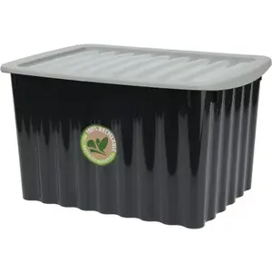 Úložný box s víkem 30x16 cm, černý, recyklovaný plast obraz