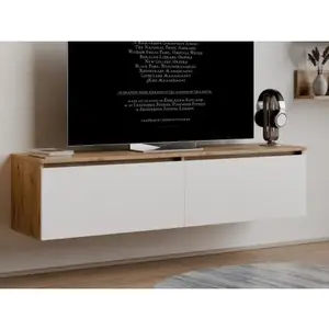 Závěsná TV skříňka Asko Living, 135 cm, dub artisan/bílá obraz