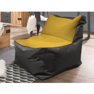 Sedací pytel Carole, černá látka/hořčicově žlutá tkanina obraz