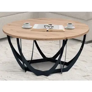 Kulatý konferenční stolek Mella, 80 cm, dub artisan obraz