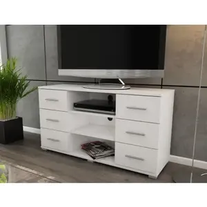 Vysoký TV stolek Oskar TV, bílý, výška 65 cm obraz