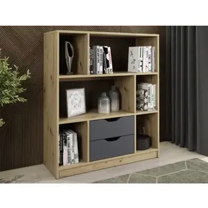 Nízký regál/knihovna Sten Mini, dub artisan/grafit obraz