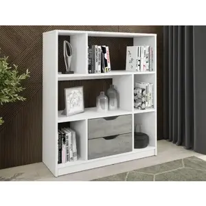 Nízký regál/knihovna Sten Mini, bílá/šedý beton obraz