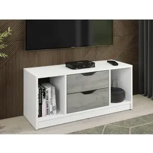 TV stolek Sten 100 cm, bílý/šedý beton obraz