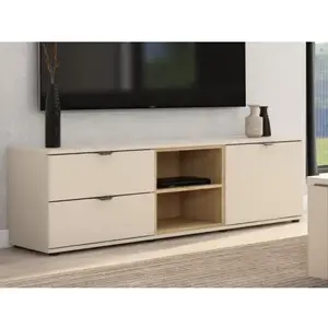 TV skříňka se zásuvkami Avola, 140 cm, béžová kašmír/dub cremona obraz