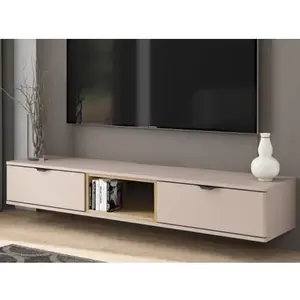 Závěsný TV stolek Avola, béžová kašmír/dub cremona obraz