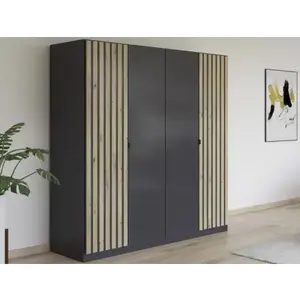 Šatní skříň Genua, 181 cm, tmavě šedá/dub artisan obraz