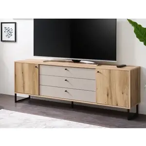 Široká TV skříňka Cube, dub evoke/pískově šedá obraz