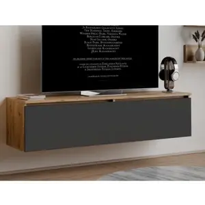Závěsná TV skříňka Asko Living, 135 cm, dub artisan/antracit obraz