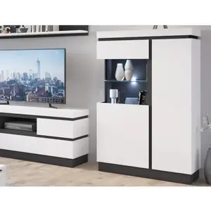 Vitrínová skříňka Campania 104 cm, bílá/antracit obraz