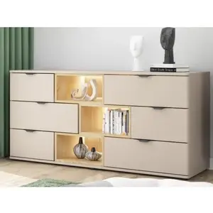 Komoda se zásuvkami Avola, 160 cm, béžová kašmír/dub cremona obraz