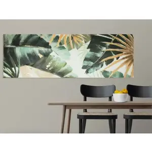 Ručně malovaný obraz Tropické listy, 120x40 cm obraz
