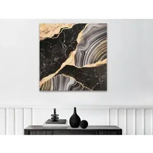 Obraz na plátně Černozlatá abstrakce, 80x80 cm obraz