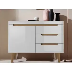 Komoda se šuplíky Nordi, dub riviera/bílá lesk obraz