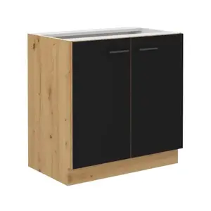 Dolní kuchyňská skříňka Modena, 80 cm, dub artisan/černá obraz