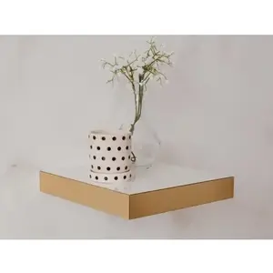 Police na zeď Shelvy 23, 5 cm, bílá lesk/zlatá obraz