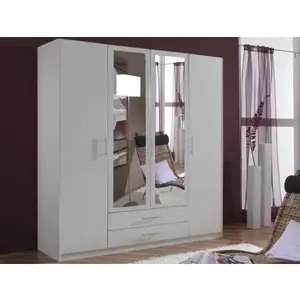 Šatní skříň se zrcadly Cliff, 180 cm, bílá obraz