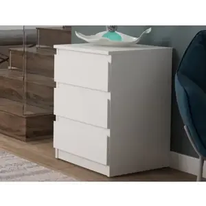 Skříňka/vysoký noční stolek Carlos 40 cm, bílá, 3 zásuvky obraz
