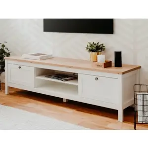 TV skříňka Bergen, bílá/dub artisan obraz