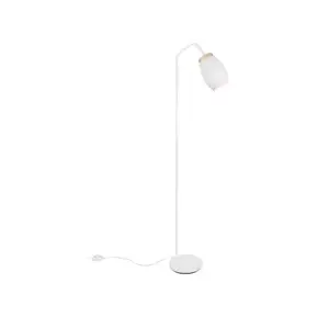 Stojací lampa Bidar, bílý kov/dřevo obraz