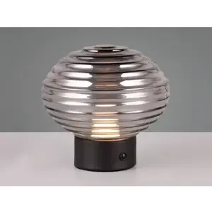 LED stolní lampa nabíjecí Earl 14 cm, kouřové sklo obraz