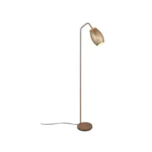 Stojací lampa Bidar, měděný kov/dřevo obraz