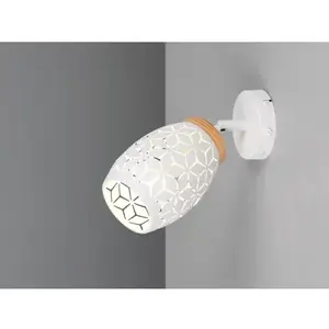 Nástěnná lampa Bidar, bílý kov/dřevo obraz