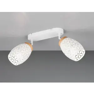 Stropní/nástěnné osvětlení Bidar, bílý kov/dřevo obraz