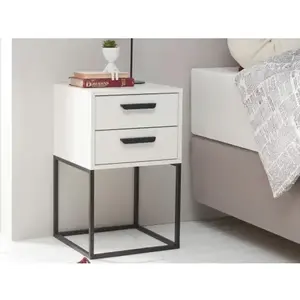 Noční stolek se 2 zásuvkami Suna, bílý obraz