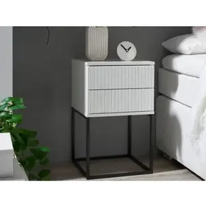Noční stolek se 2 zásuvkami Marle, bílý obraz