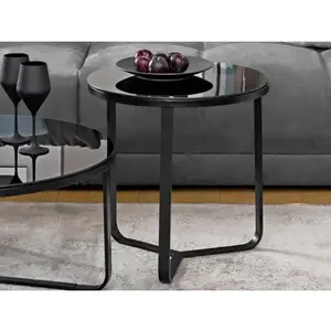 Kulatý konferenční stolek Boston 50 cm, černý obraz