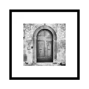 Rámovaný obraz Klenuté dveře 50x50 cm, černobílý obraz