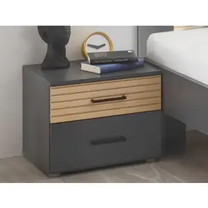 Noční stolek Laurie, grafit/dub obraz