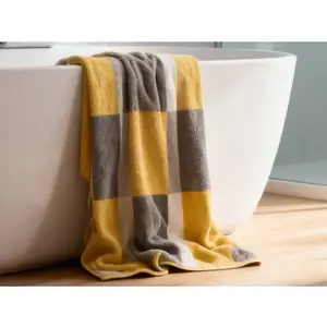 Osuška Pantone Karo 70x140 cm, žlutá obraz