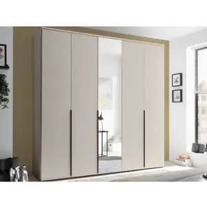 Šatní skříň se zrcadlem Kevo, 225 cm, béžová kašmír obraz