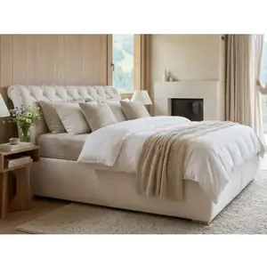 Postel boxspring Agnes 180x200 cm, krémová látka obraz