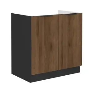 Kuchyňská dřezová skříňka Monza, 80 cm, ořech/černá obraz