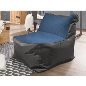 Sedací pytel Carole, černá látka/modrá tkanina obraz