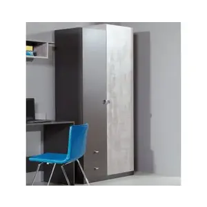 Šatní skříň se zásuvkami Terrano, šedá/enigma obraz