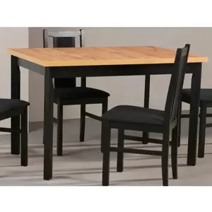 Obdélný jídelní stůl Molena 140x80 cm, dub artisan/černý obraz